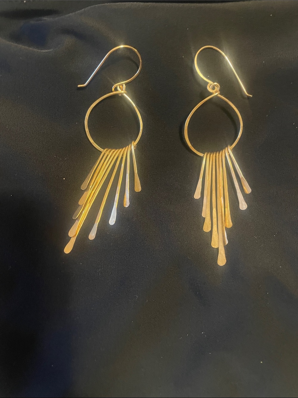 Gold Dangle Fringe Hoop Earrings - Women Jewelry
